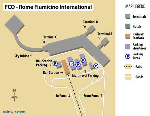 Roma Fiumicino flyplass kart