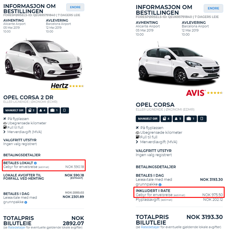 Enveisreise betalt lokalt