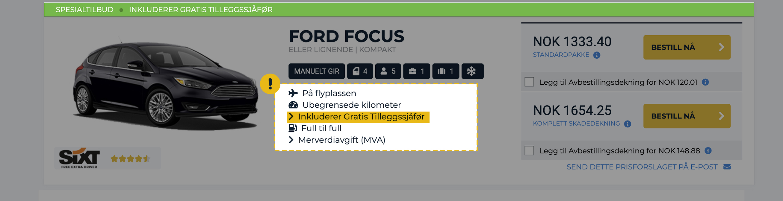 Gratis Tilleggssjåfør Tilbud